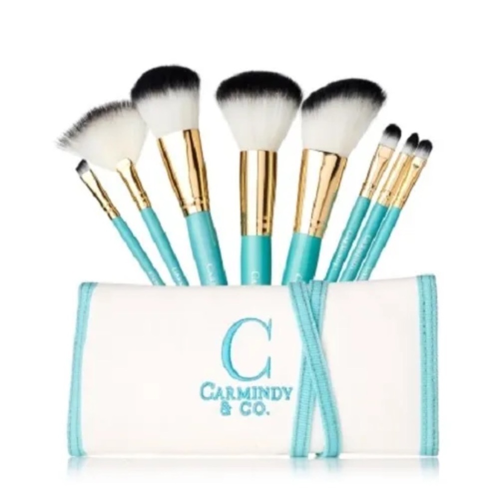 💎 Carmindy & Co. 8 Piece Full-Size Brush Gift Set & Leather Pouch